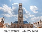 Small photo of The Belfry of Bruges, a medieval bell tower in the centre of Bruges, Belgium. One of the city's most prominent symbols, the belfry formerly housed a treasury and the municipal archives