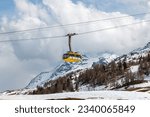 the cable car that connects the top of Mount Diavolezza with the Pontresina valley.