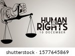 human rights day with hand on... | Shutterstock .eps vector #1577645869