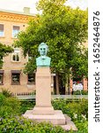 Small photo of Gothenburg, Sweden - June 25, 2019: Bust of Peter Wieselgren. It was installed in 1910, on the 110th birthday of Wieselgren