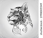 panther head in floral ornament | Shutterstock .eps vector #1998005549