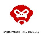 monkey head red. angry gorilla... | Shutterstock .eps vector #2171027619