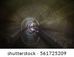 Flooded Round Sewer Tunnel Is...
