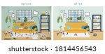 dirty and clean room before and ... | Shutterstock .eps vector #1814456543