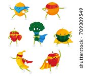 funny fruit and berry hero ... | Shutterstock .eps vector #709309549