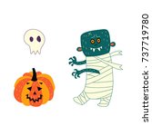 vector flat cartoon halloween... | Shutterstock .eps vector #737719780