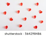 Red Paper Hearts On White...