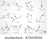 set of zodiac constellations.... | Shutterstock .eps vector #673243510