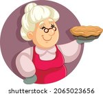 Granny Holding A Pie Vector...
