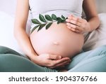 Pregnant Woman Holds Green...