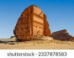 Small photo of Tomb of Lihyan, son of Kuza. Also known as Qasr Al Farid or 'The Lonely Castle', is a well-known and iconic tomb in Mada'in Salih (Madain Saleh) in Hegra, Al Ula, Kingdom of Saudi Arabia