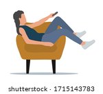 Woman Sitting Reclining On A...