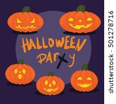 halloween party flyer with... | Shutterstock .eps vector #501278716