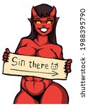 Pinup Girl Devil With A Poster...