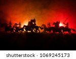 medieval battle scene with... | Shutterstock . vector #1069245173