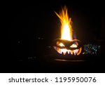 halloween pumpkin smile and... | Shutterstock . vector #1195950076