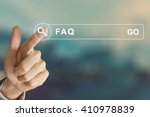 business hand clicking FAQ or Frequently asked questions button on search toolbar with vintage style effect
