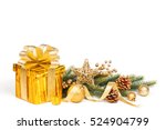 Christmas Gold Gift Isolated On ...