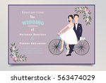 wedding invitation with groom... | Shutterstock .eps vector #563474029