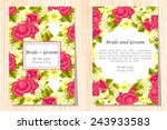 set of invitations with floral... | Shutterstock . vector #243933583