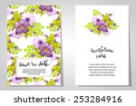 set of invitations with floral... | Shutterstock . vector #253284916