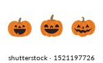 halloween pumpkins cute... | Shutterstock .eps vector #1521197726