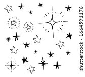 hand drawn stars. star doodles... | Shutterstock .eps vector #1664591176