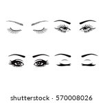 set of different female eyes... | Shutterstock .eps vector #570008026