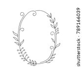 ellipse floral doodle frame | Shutterstock .eps vector #789166039