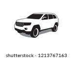 Vector Layout Of An Suv. Jeep...