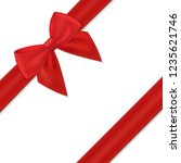 realistic bow and ribbon... | Shutterstock .eps vector #1235621746
