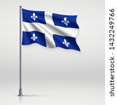 Waving Flag Of Quebec On White...