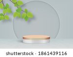 3d minimal scene with podium... | Shutterstock .eps vector #1861439116