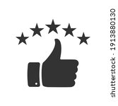 hand with thumb up and stars rating icon 
