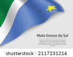 wave flag of mato grosso do sul ... | Shutterstock .eps vector #2117231216