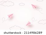 Paper Flying Airplanes On Pink...