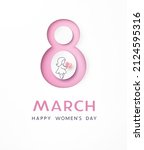 women's day greeting card or... | Shutterstock .eps vector #2124595316