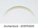 Rainbow icon isolated on transparent background. Spectrum fantasy pattern. Vector realistic translucent sky rainbow template.