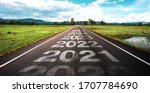 2020 2025 written on highway...