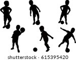 boy with ball silhouette vector | Shutterstock .eps vector #615395420