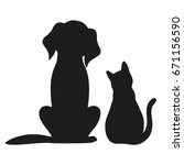 Silhouette Of Cat And Dog On...