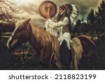 Shaman Woman In Landscape With...