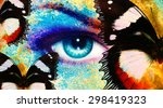 Women Eye And Butterfly  Color...