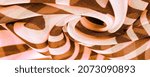 Small photo of ilk fabric, brown and white abstract lines. The magical shape of an abstract brown and white pattern. Retro modern decor, textile art, design, texture, background, pattern