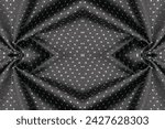 Small photo of seamless. Fabric with a metallic sheen in small polka dots. black. Add a somber seriousness to your next project with our luxurious silks. Polka Dots Embellish Metallic Fabric