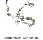 Silver Necklace On White