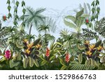 seamless border with jungle... | Shutterstock .eps vector #1529866763