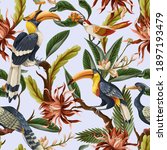 seamless pattern with birds and ... | Shutterstock .eps vector #1897193479