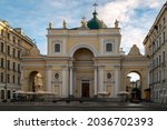 Small photo of View of the Basilica of St. Catherine of Alexandria (St. Catherine's Church) - a Catholic church on Nevsky Prospekt in the early autumn morning, St. Petersburg, Russia