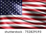 america flag of silk 3d... | Shutterstock . vector #752829193